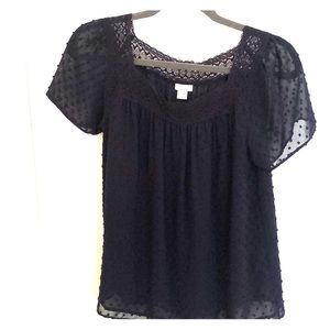 J Crew Navy Lace Top